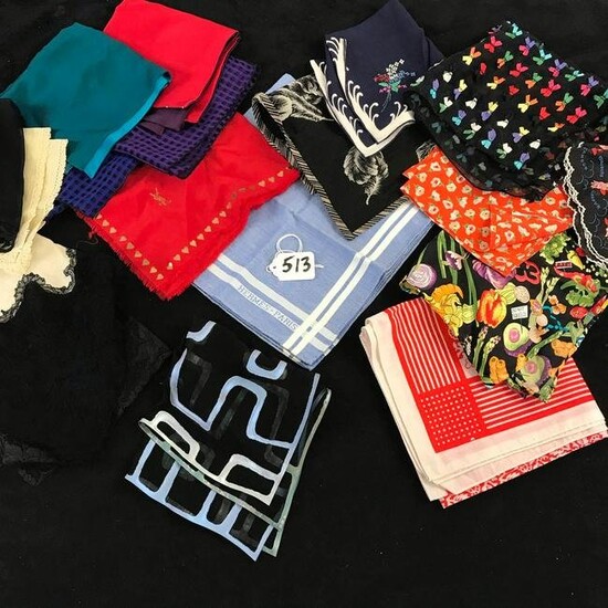 Lot of Handkerchiefs or Pocket Squares - Hermes, YSL