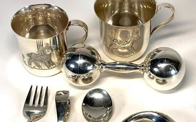 Lot of Tiffany Sterling Silver Baby Items