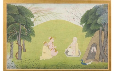 MEETING A SADHU IN THE WILDERNESS Pahari Hills, North India, mid to late 19th century