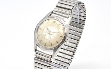 MEN'S WRISTWATCH WITH FLEX BAND, MECHANICAL, UNKNOWN BRAND, MADE OF STAINLESS STEEL, 1950S.