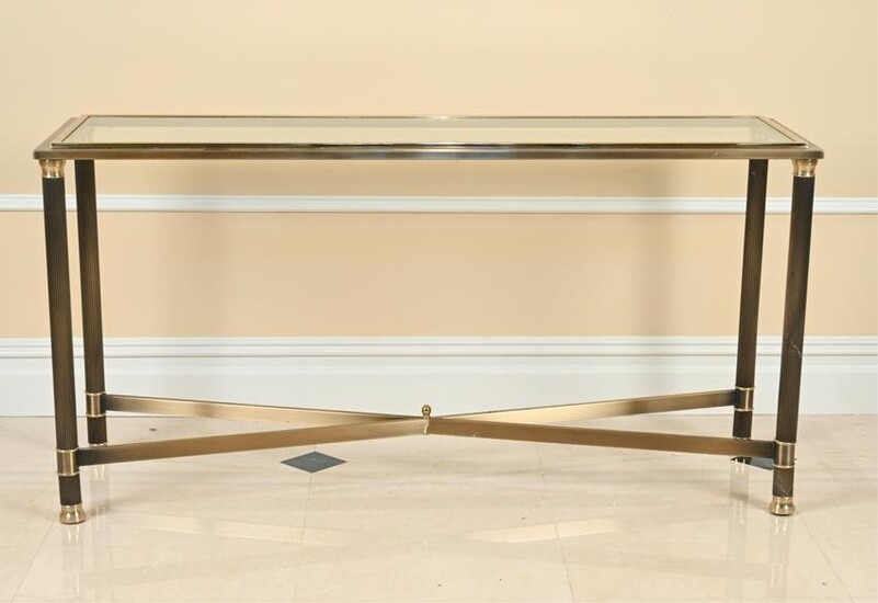 MODERN FRENCH-STYLE BRUSHED METAL CONSOLE TABLE
