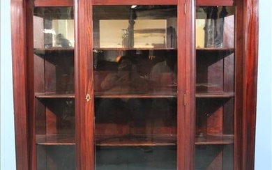Mahogany empire china cabinet with mirror back