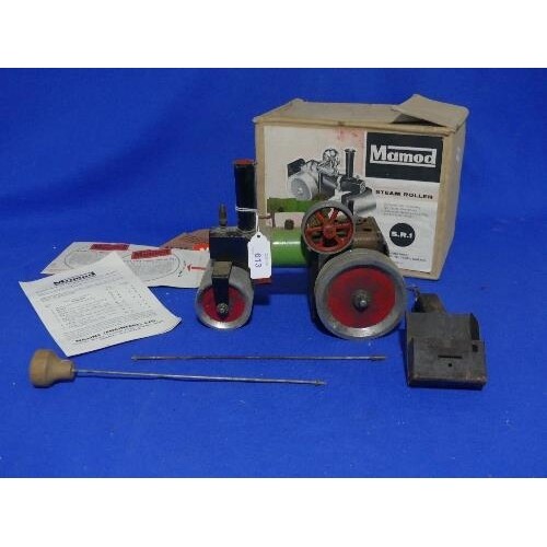 Mamod Steam Roller S.R.1., playworn, boxed, with steering ro...