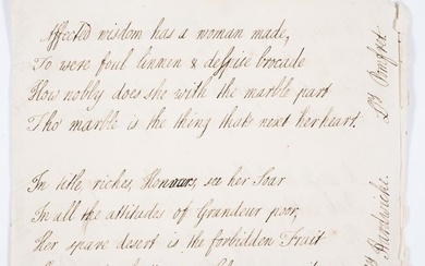 Manuscript verse, beginning "Affected wisdom has a woman made", manuscript, unbound, [18th century];