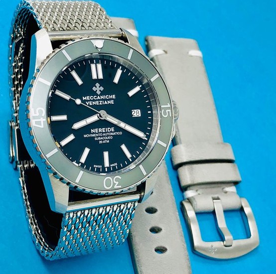 Meccaniche Veneziane - Automatic Diver Watch Nereide 3.0 Silver 2 Straps - 1202008 "NO RESERVE PRICE" - Men - BRAND NEW