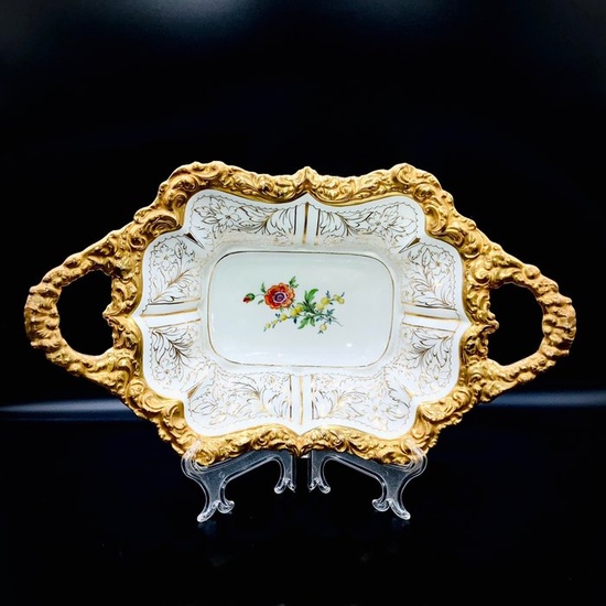 Meissen - Ceremonial Centrepiece/Bowl with Handles (36 cm) - Beginning 20th Century - Bowl - Hand Painted Porcelain
