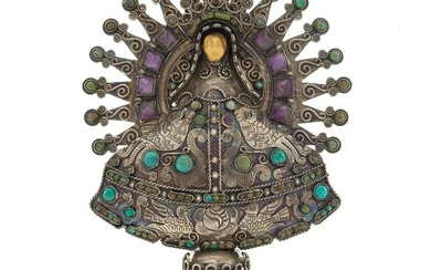 Mexican Amethyst, Turquoise, Sterling Silver Madonna