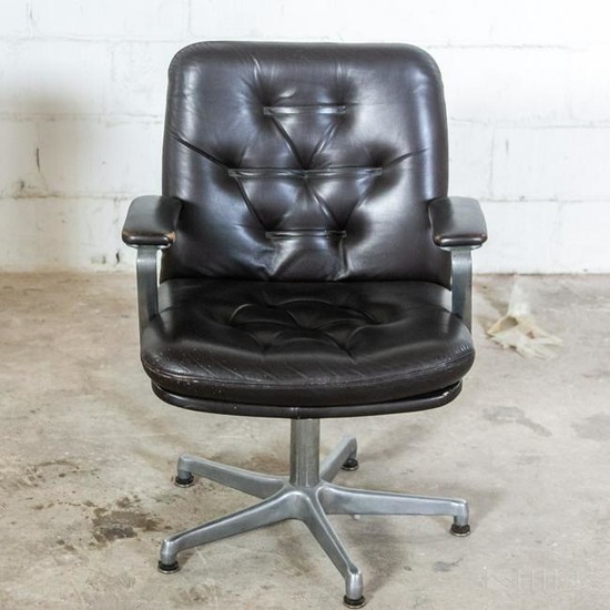 Mid Century Modern Brown Leather Executive Chair