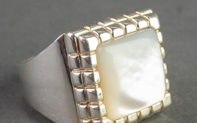 Mid-Century Sterling Silver & Mother-of-Pearl Ring
