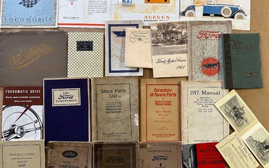 Misc US related items from 1987 to the 1970’s - twelve brochures, nine manuals incl three Harley Davidson (1912-1918 parts poor cond), 1910 Washington (cover separation), two 1887 Whitney double cards, items in poor t...
