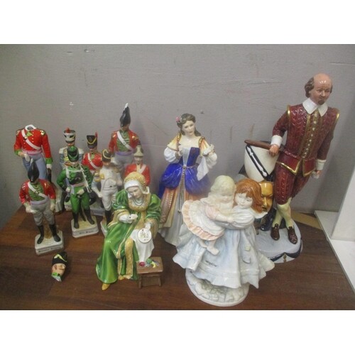 Mixed porcelain figures to include Doulton Desdemona, Shakes...