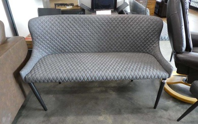 Modern grey leatherette diamond stitch upholstered 2 seater sofa on...