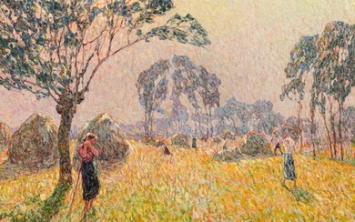 Modest Huys (1874-1932), 'De Oogst', the harvest, ca. 1912, oil on canvas, 71 x 82...