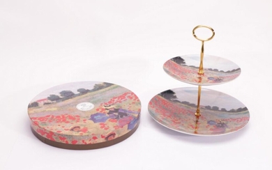 "Monet Poppy Field" Ceramic Cake Stand (New In Box)