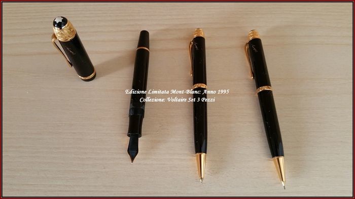 ■Mont-Blanc - NUOVA - Voltaire Collection LIMITED EDITION YEAR 1995 - Set 3 Pens: Fountain Pen - Sphere - Mechanical Pencil ■