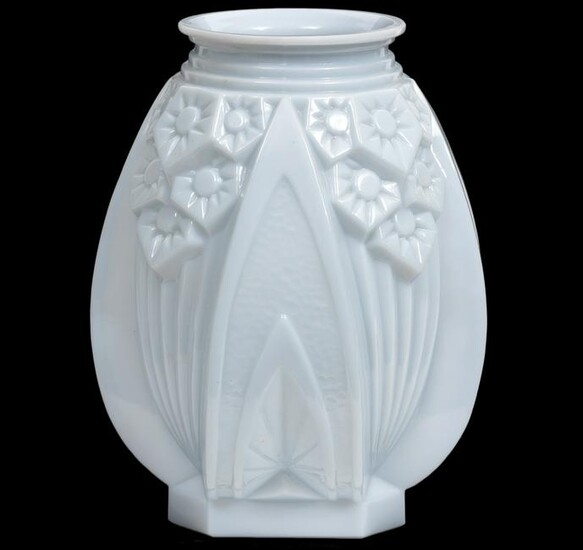 Muller Freres French Art Deco Milk Glass Vase