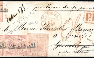 NAPOLI-FRANCIA-SVIZZERA 1859 - 5 grana I tavola e 10 grana...