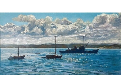 Nancy BAILEY (1913-2012) Boats in the Bay, St Ives Oil on ca...