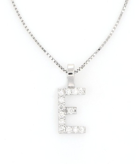 "Necklace E" - 18 kt. White gold - Necklace with pendant - 0.09 ct Diamond