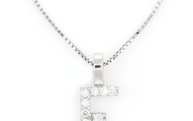 "Necklace E" - 18 kt. White gold - Necklace with pendant - 0.09 ct Diamond