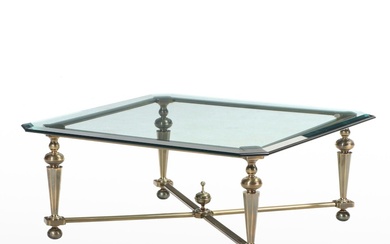 Neoclassical Style Brass and Glass Top Coffee Table, Late 20th Century