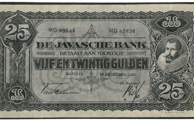 Netherlands-Indies. 25 gulden. Photos. Type 1925. Jan Pieterszoon Coen.