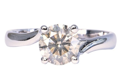 No Reserve Price - 1.36 ct Natural Fancy Gray SI1 - 14 kt. White gold - Ring - 1.36 ct Diamond