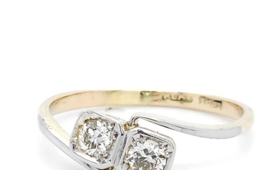 No Reserve Price - Engagement ring - 18 kt. Platinum, Yellow gold - 0.40 tw. Diamond (Natural)