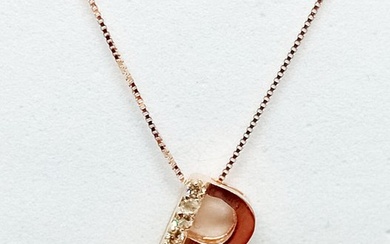 No Reserve Price - Necklace with pendant - 18 kt. Rose gold - 0.10 tw. Diamond