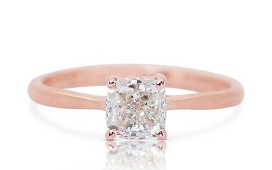 No Reserve Price - Ring - 14 kt. Rose gold, 0.90 carat ideal cut cushion diamond - 0.90 tw. Diamond (Natural)