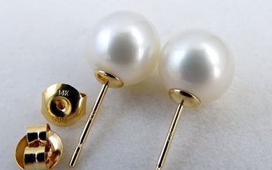 No Reserve Price - South sea pearls, Top Grade 9,5 -10 mm - 14 kt. Yellow Gold - Earrings