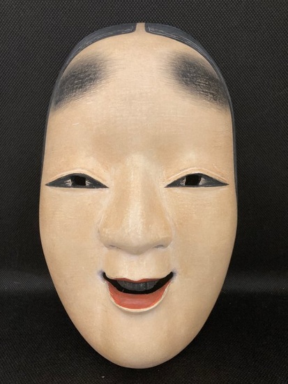 Noh mask, Sculpture - Wood - Japanese traditional wooden carved Noh mask - signed Sho 昭 - Lovely Noh Mask of Koomote小面(young face mask) - Japan - Shōwa period (1926-1989)