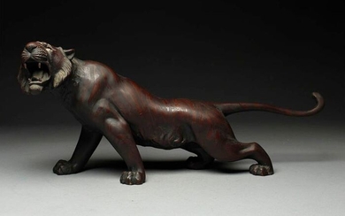 Okimono - Bronze - Large and very fine tiger, marked - Japan - Early 20th century