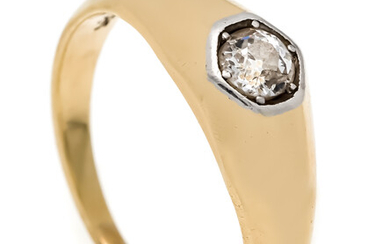 Old cut diamond ring WG 585/000 with an old cut diamond 0.45 ct W / PI (notch), RG 57, 5.2 g