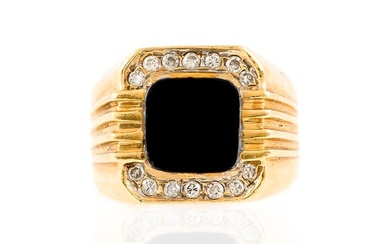 Onyx and Diamonds Men's Ring