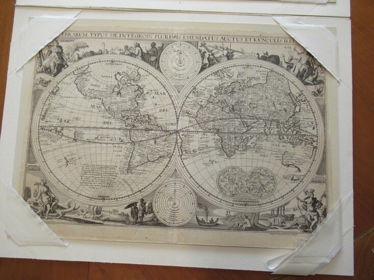 Orbis Terrarum Typus De Integroin Plurimis Emendatus Auctus Eticunculis Illustratus [Original Antique Engraved Map]
