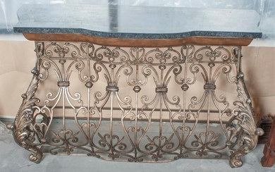Ornate Cast Iron & Granite Table Foyer Table