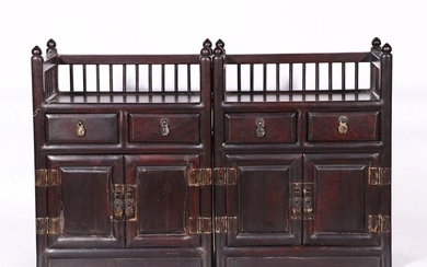 PAIR CHINESE ROSEWOOD CABINETS