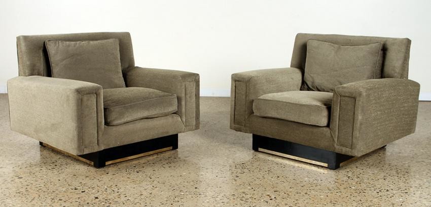 PAIR MID CENTURY MODERN UPHOLSTERED CLUB CHAIRS