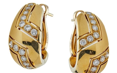 PAIR OF 18CT GOLD AND DIAMOND EARRINGS, CARTIER