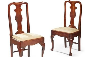 PAIR OF QUEEN ANNE RED WALNUT SIDE CHAIRS, POSSIBLY