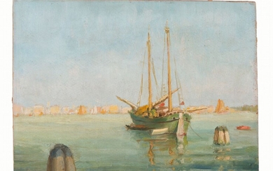 PIETRO FRAGIACOMO (Trieste, 1856 - Venezia, 1922). Dipinto olio...