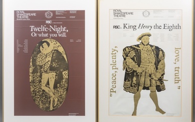 Paar theateraffiches: Shakespeares 'King Henry the Eight' en 'Twelfth-Night,...