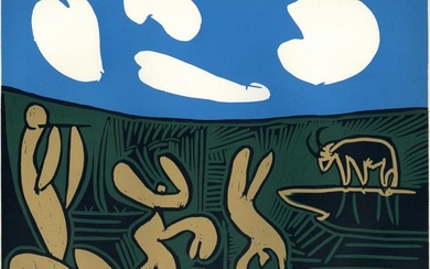 Pablo Picasso linocut "Bacchanal with Four Clouds"
