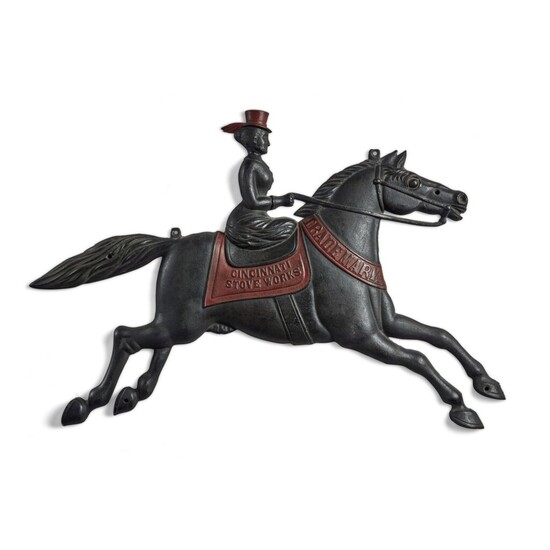 Painted 'Horse and Rider' Cast Iron Trade Sign, Cincinnati Stove Works, Cincinnati, Ohio, Circa 1903