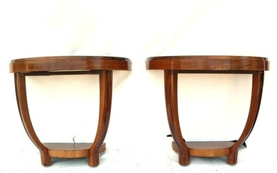 Pair Art Deco-Style Mahogany Console Tables
