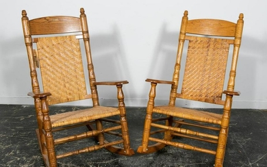 Pair, Brumby Chair Co. Jumbo Oak Rocking Chairs