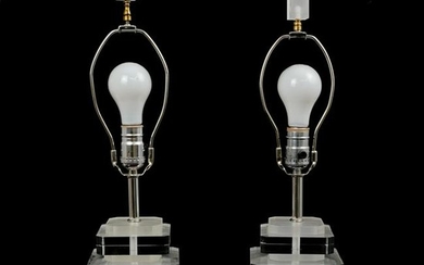 Pair Of Mid Century Lucite Lamps