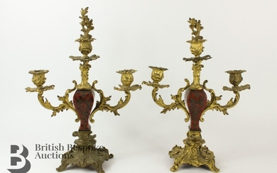 Pair of 19th century ormolu twin-branch candelabra, with a...