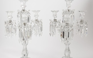 Pair of Baccarat Glass Four-Light Candelabra